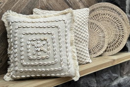 Aberto Design Funda de Cojín con Diseño de Conchas Marinas Beige